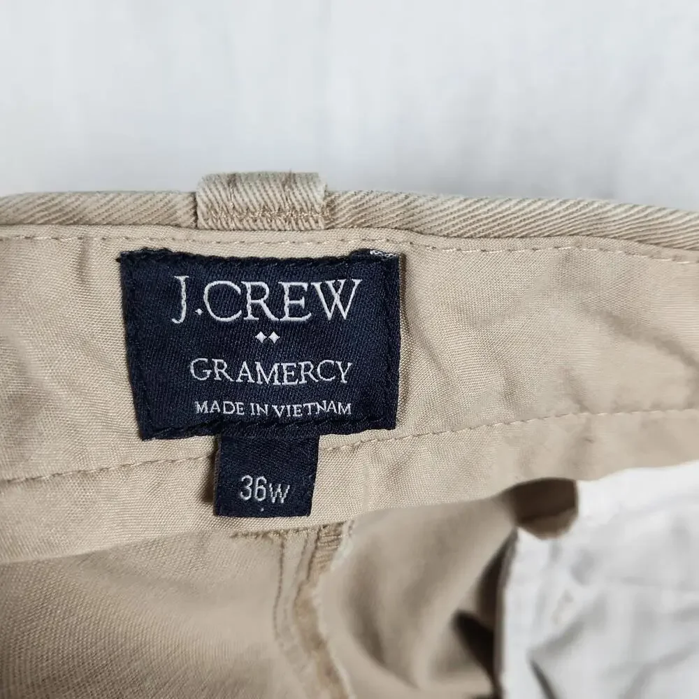 J. Crew Men's Tan  Gramercy Flat Front Chino Short Preppy‎ - Size 36
